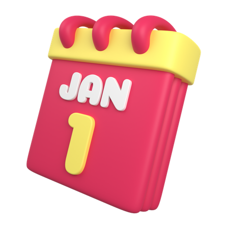 1. Januar Kalender  3D Illustration