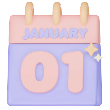 1 January  3D Icon