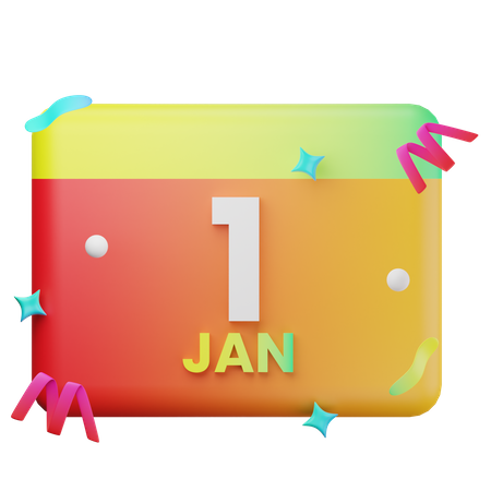 1 January  3D Icon