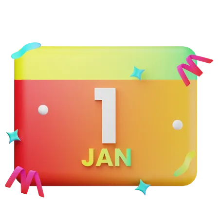 1 January  3D Icon