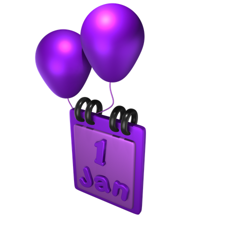 1 January  3D Icon