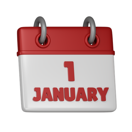 1 January  3D Icon