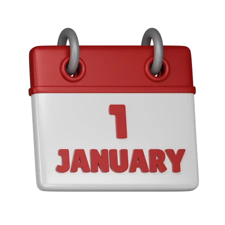 1 January  3D Icon