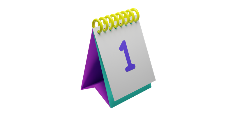 1 January  3D Icon