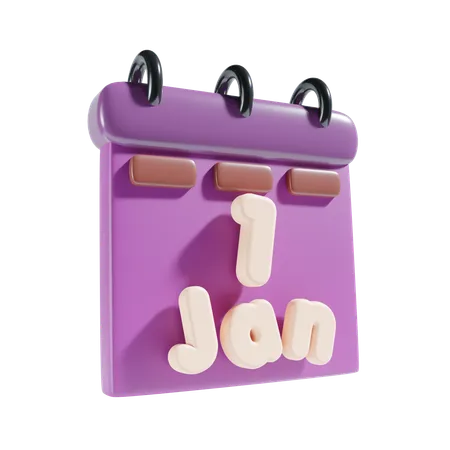 1 January  3D Icon