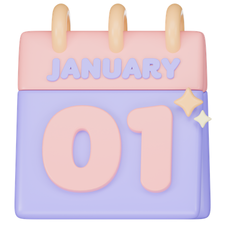 1 January  3D Icon