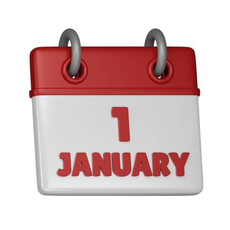 1 January  3D Icon