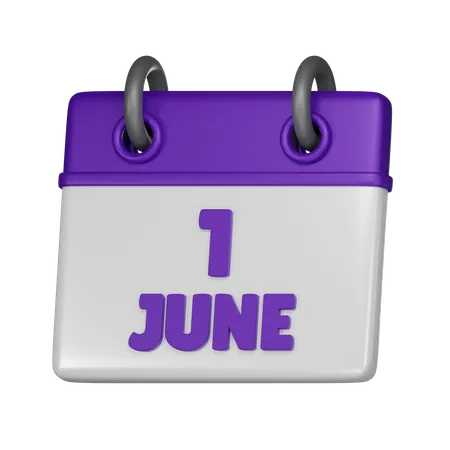 1 June  3D Icon