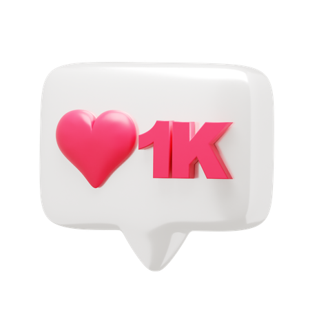 1 K Love Like Notification  3D Icon