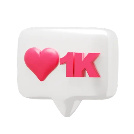 1 K Love Like Notification  3D Icon