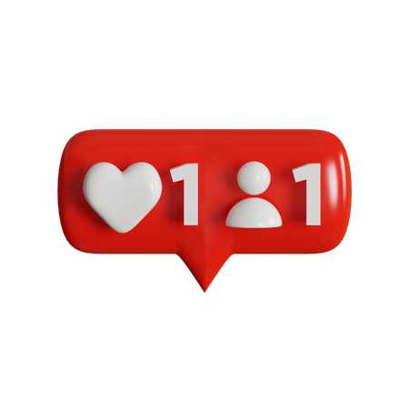 1 Like And 1 Follow  3D Icon