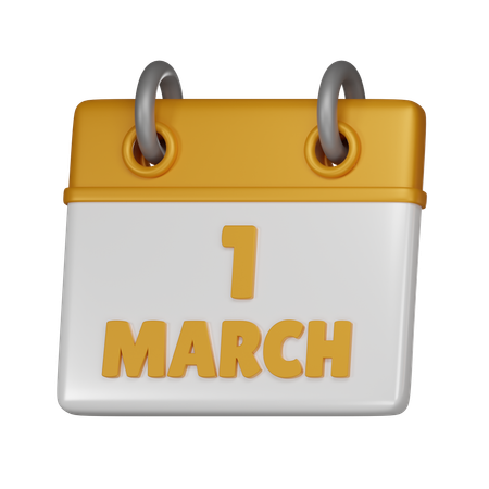 1 March  3D Icon