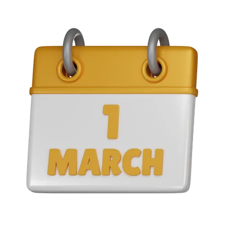 1 March  3D Icon