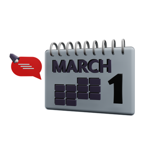 1 March Calender  3D Icon
