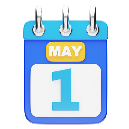 5月1日のカレンダー  3D Icon
