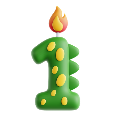 1 jolie bougie dinosaure  3D Icon