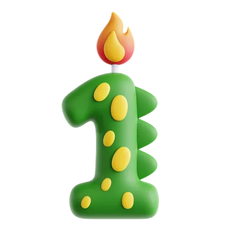 1 jolie bougie dinosaure  3D Icon