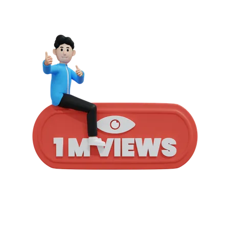 1 Million Views  3D Illustration