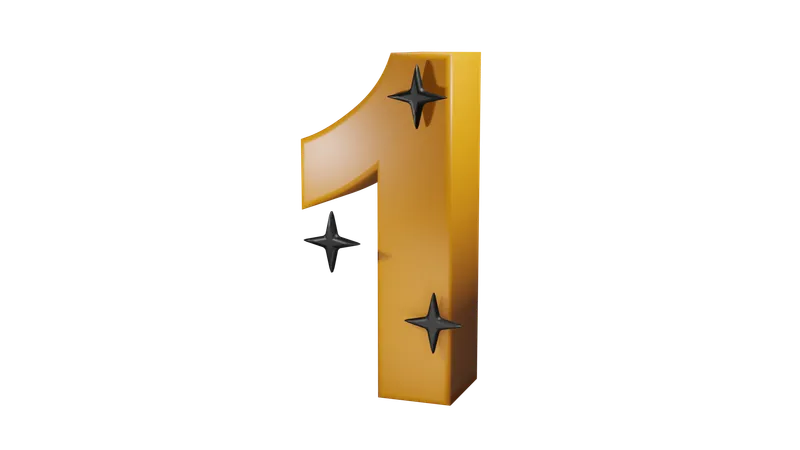 1 Number  3D Icon