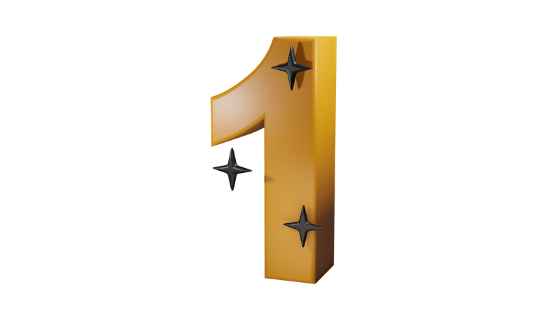 1 Number  3D Icon