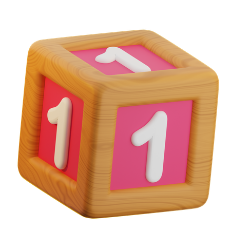 1 Number Block  3D Icon