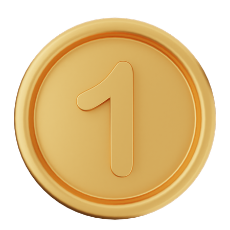 1 Number Coin Money  3D Icon