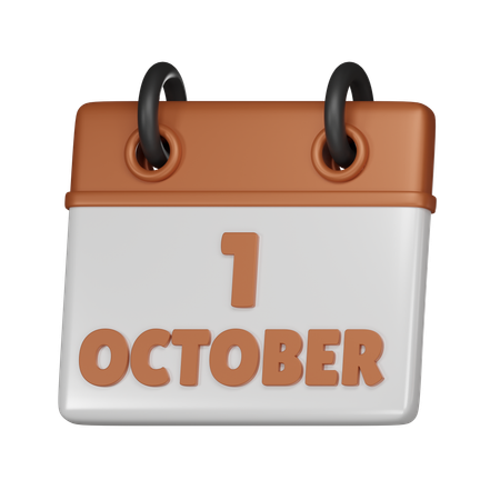 1 October  3D Icon