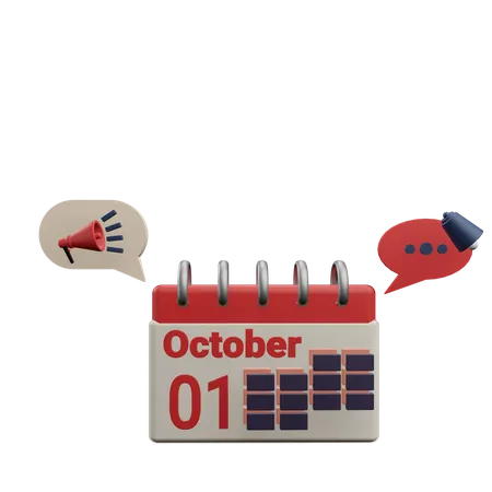 1 october  3D Icon