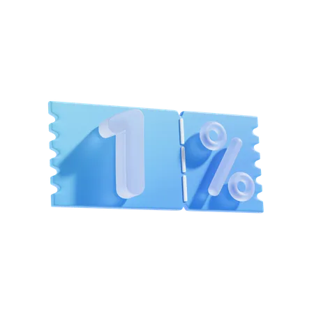 1 Percent Off 3 D Icon Illustratrion 3D Icon