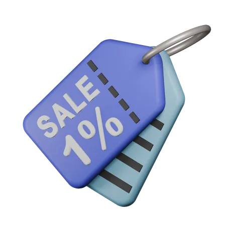 1% Sale Tag  3D Icon