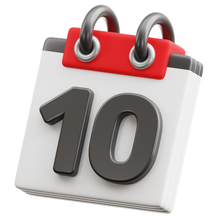 달력 날짜 10  3D Icon