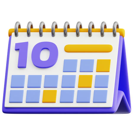 달력 날짜 10  3D Icon