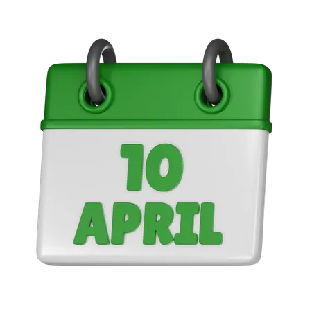 10 April  3D Icon