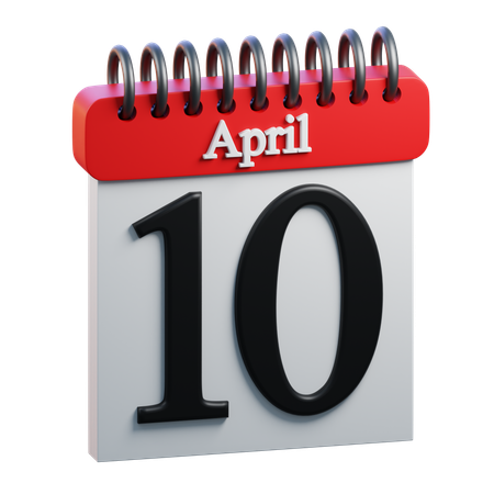 10 April Calendar  3D Icon
