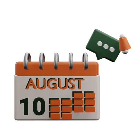 10 august  3D Icon