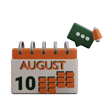 10 august  3D Icon
