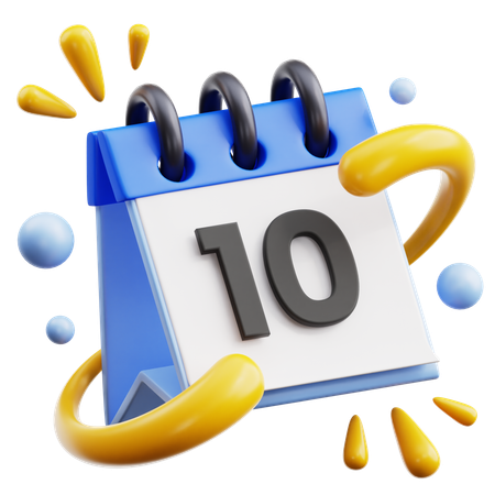 10 calendário  3D Icon