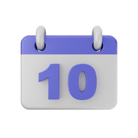 Calendário de 10 datas  3D Icon