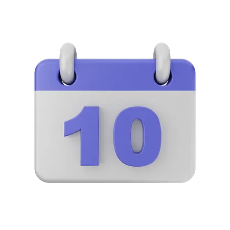 Calendário de 10 datas  3D Icon