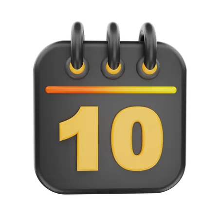 10 Date  3D Icon