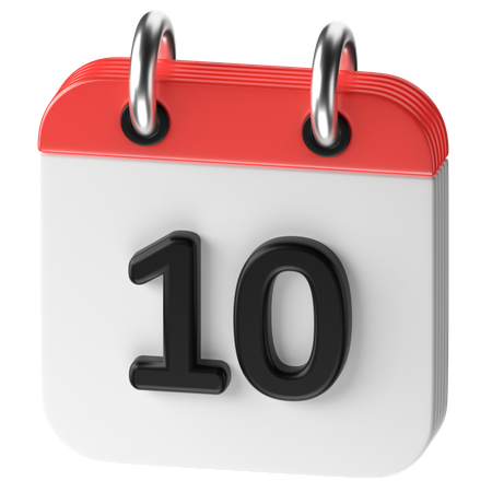 10 Date  3D Icon