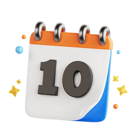 10 Date  3D Icon