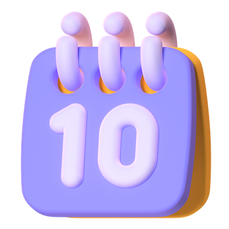 10 Date  3D Icon