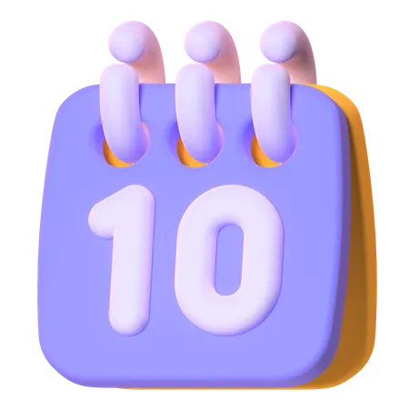 10 Date  3D Icon