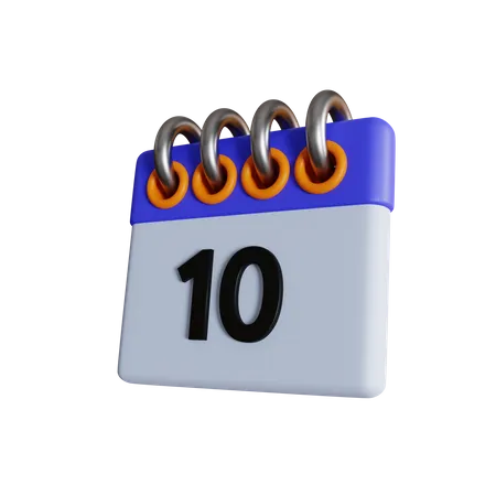 Day 10 Calendar With Day Off And Holiday Options With Normal And Isometric Views 3D Icon