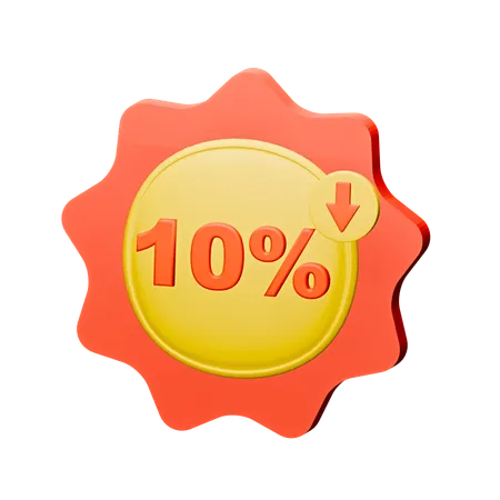 10% Discount Badge  3D Icon