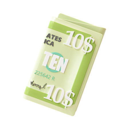 10 Dollar Note  3D Icon