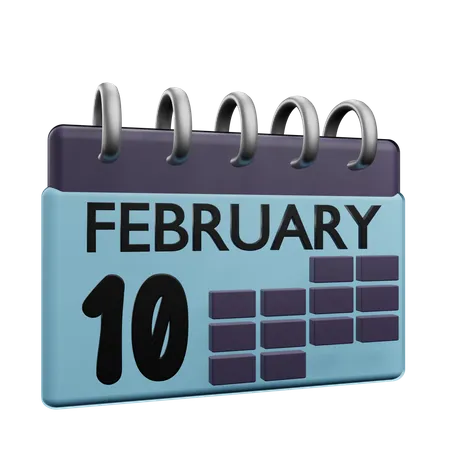 Calendario del 10 de febrero  3D Icon
