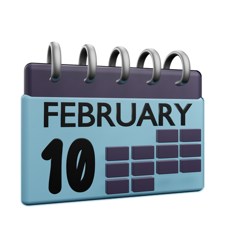 10 February Calender  3D Icon