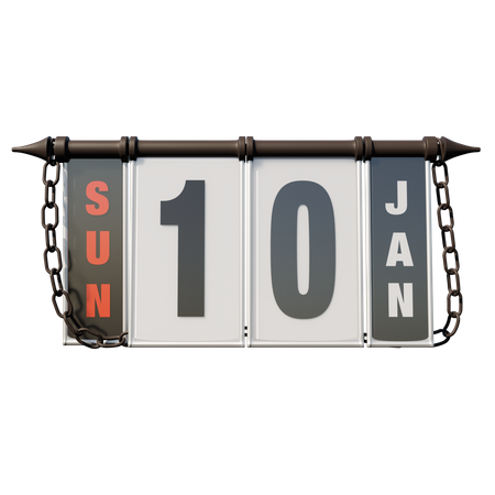 10. Januar Sonntag  3D Illustration